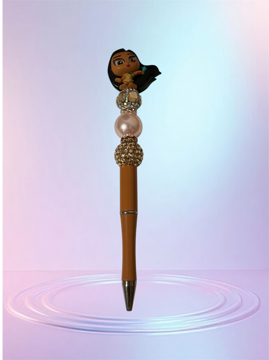 Handmade Beaded Pen – Pocahontas 💖 Pluma Artesanal con Cuentas – Pocahontas 💖