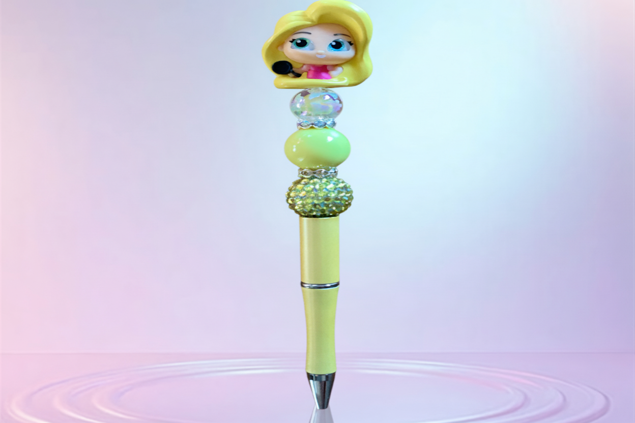 Beaded Pen – Inspired by Rapunzel with Frying Pan 💖 Pluma  – Inspirada en Rapunzel con un sarten 💖