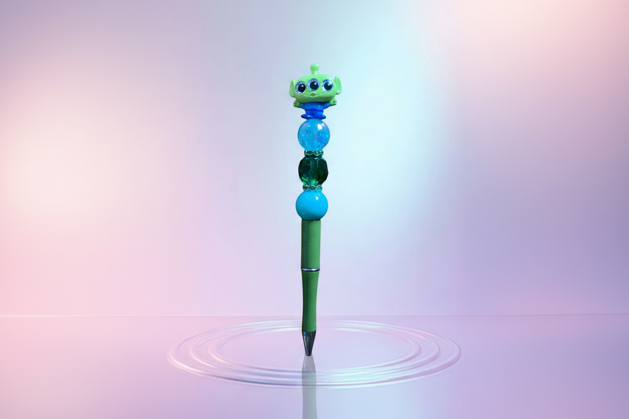 Beaded Pen – Inspired by the little green man 💖 Pluma – Inspirada en el hombrecito verde💖